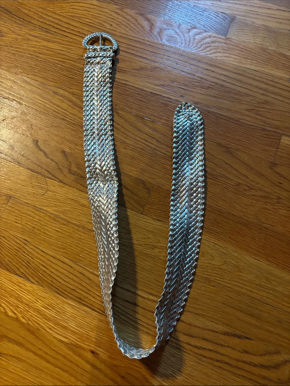 Woven Metallic Silver Women’s Belt